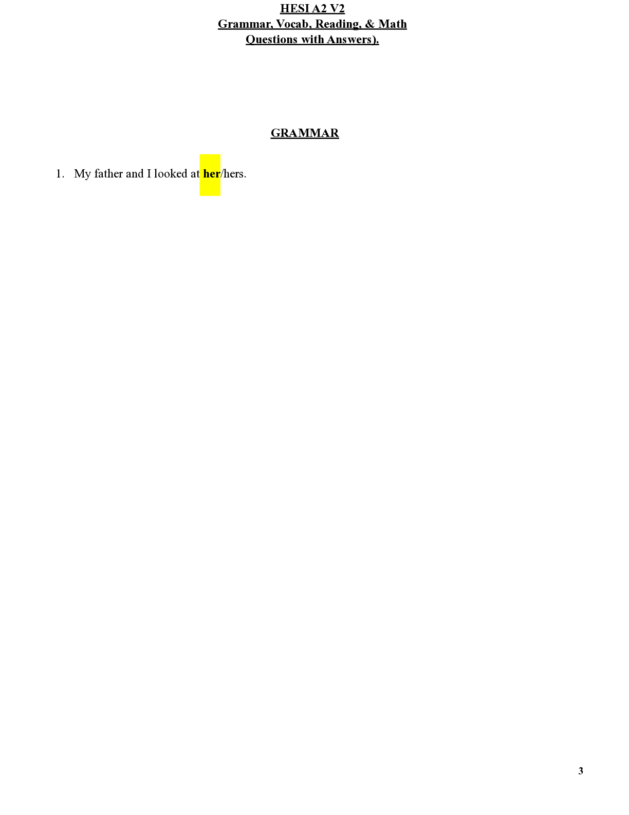 Preview image for HESI A2 Version 2 Grammar,Vocab,Reading,Math Study Guide 2020-2021